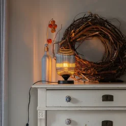 Art Deco Tischlampe schwarz mit Rauchglas - Banci