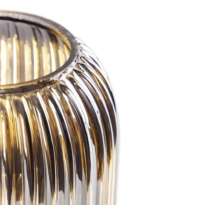 Art Deco Tischlampe schwarz mit Rauchglas - Banci