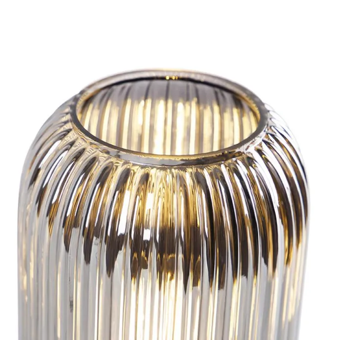 Art Deco Tischlampe schwarz mit Rauchglas - Banci