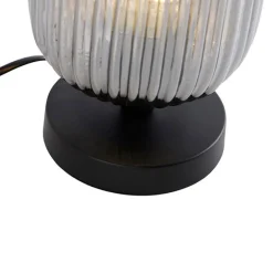 Art Deco Tischlampe schwarz mit Rauchglas - Banci