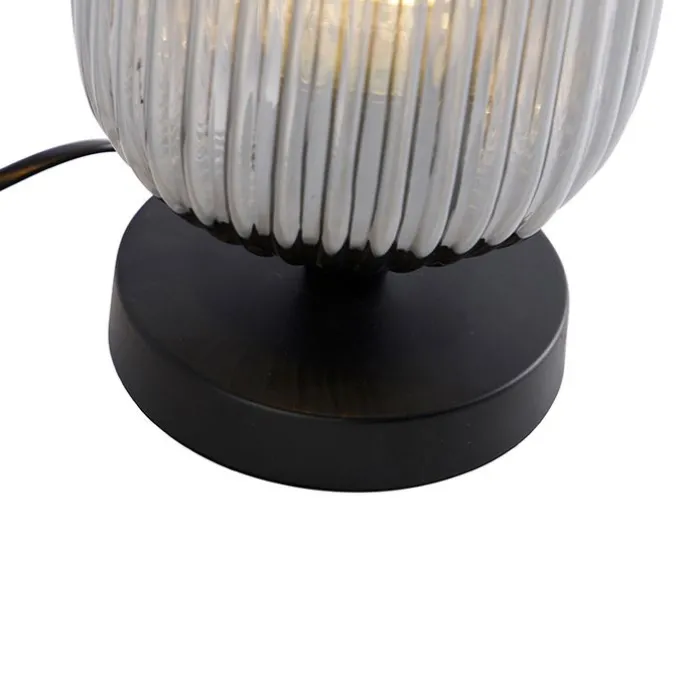 Art Deco Tischlampe schwarz mit Rauchglas - Banci