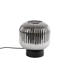 Art Deco Tischlampe schwarz mit Rauchglas - Karel