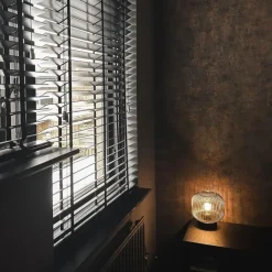 Art Deco Tischlampe schwarz mit Rauchglas - Karel