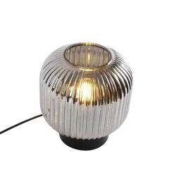 Art Deco Tischlampe schwarz mit Rauchglas - Karel