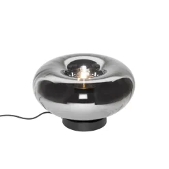 Art Deco Tischlampe schwarz mit Rauchglas - Ayesha