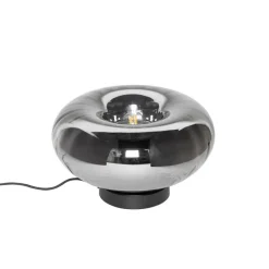 Art Deco Tischlampe schwarz mit Rauchglas - Ayesha