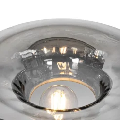 Art Deco Tischlampe schwarz mit Rauchglas - Ayesha