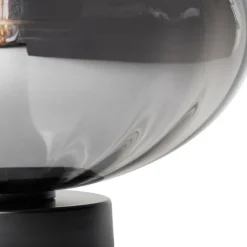 Art Deco Tischlampe schwarz mit Rauchglas - Ayesha