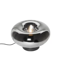 Art Deco Tischlampe schwarz mit Rauchglas - Ayesha