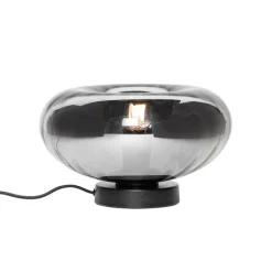 Art Deco Tischlampe schwarz mit Rauchglas - Ayesha