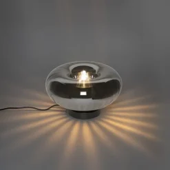 Art Deco Tischlampe schwarz mit Rauchglas - Ayesha