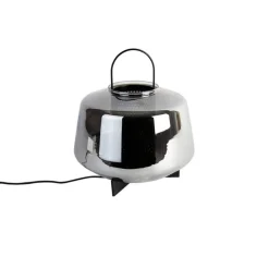 Art Deco Tischlampe schwarz mit Rauchglas 30 cm - Kevin