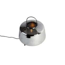 Art Deco Tischlampe schwarz mit Rauchglas 30 cm - Kevin