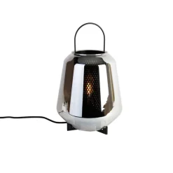 Art Deco Tischlampe schwarz mit Rauchglas 23 cm - Kevin