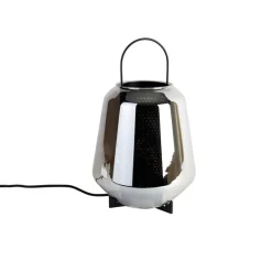 Art Deco Tischlampe schwarz mit Rauchglas 23 cm - Kevin