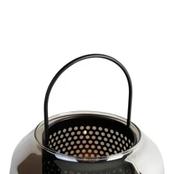 Art Deco Tischlampe schwarz mit Rauchglas 23 cm - Kevin