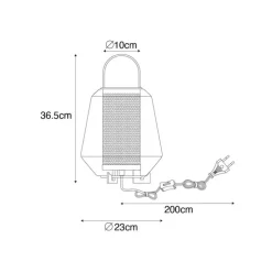 Art Deco Tischlampe schwarz mit Rauchglas 23 cm - Kevin