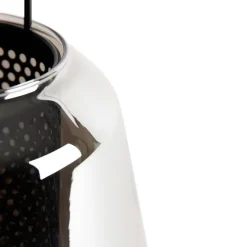 Art Deco Tischlampe schwarz mit Rauchglas 23 cm - Kevin