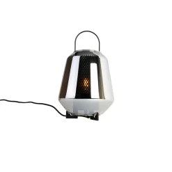 Art Deco Tischlampe schwarz mit Rauchglas 23 cm - Kevin