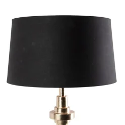 Art Deco Tischlampe schwarz mit Baumwollschirm schwarz 45 cm - Diverso