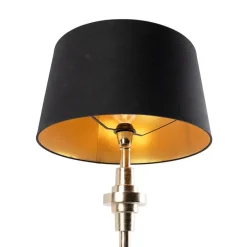 Art Deco Tischlampe schwarz mit Baumwollschirm schwarz 45 cm - Diverso