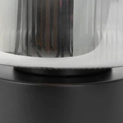 Art Deco Tischlampe schwarz mit Rauchglas - Laura