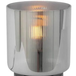 Art Deco Tischlampe schwarz mit Rauchglas - Laura