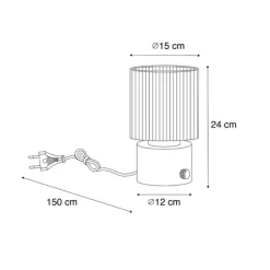Art Deco Tischlampe schwarz mit Rauchglas - Laura