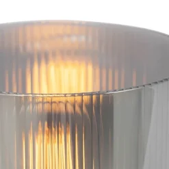 Art Deco Tischlampe schwarz mit Rauchglas - Laura