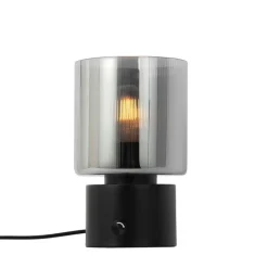 Art Deco Tischlampe schwarz mit Rauchglas - Laura