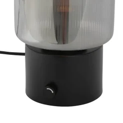 Art Deco Tischlampe schwarz mit Rauchglas - Laura