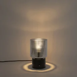 Art Deco Tischlampe schwarz mit Rauchglas - Laura