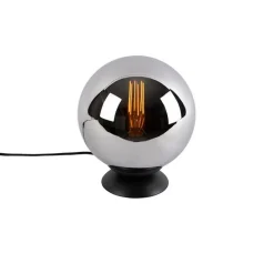 Art Deco Tischlampe schwarz mit Rauchglas - Pallon