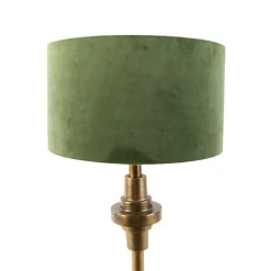 Art Deco Tischleuchte mit Veloursschirm grün 35 cm - Diverso