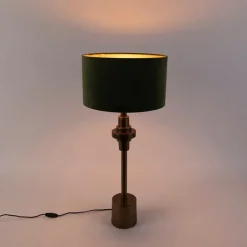 Art Deco Tischleuchte mit Veloursschirm grün 35 cm - Diverso