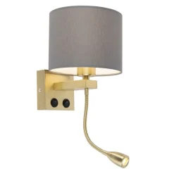 Art Deco Wandlampe Gold mit grauem Schirm - Brescia