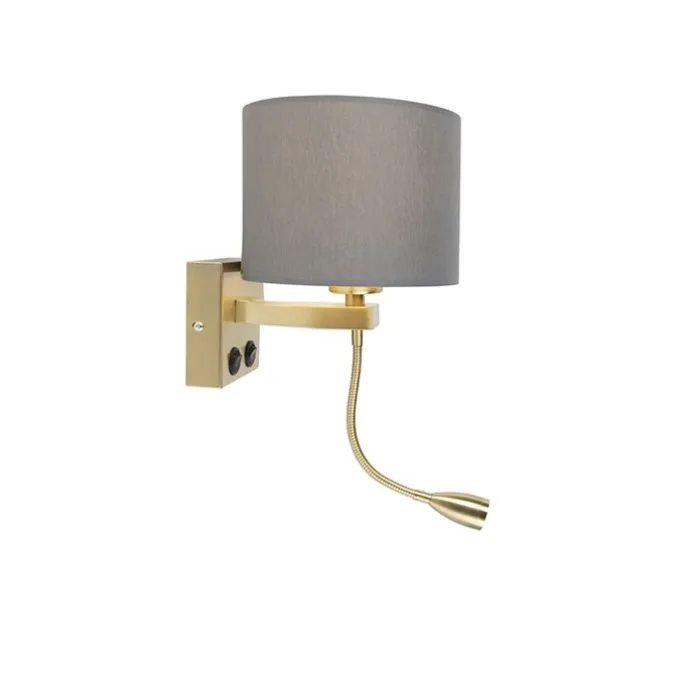 Art Deco Wandlampe Gold mit grauem Schirm - Brescia