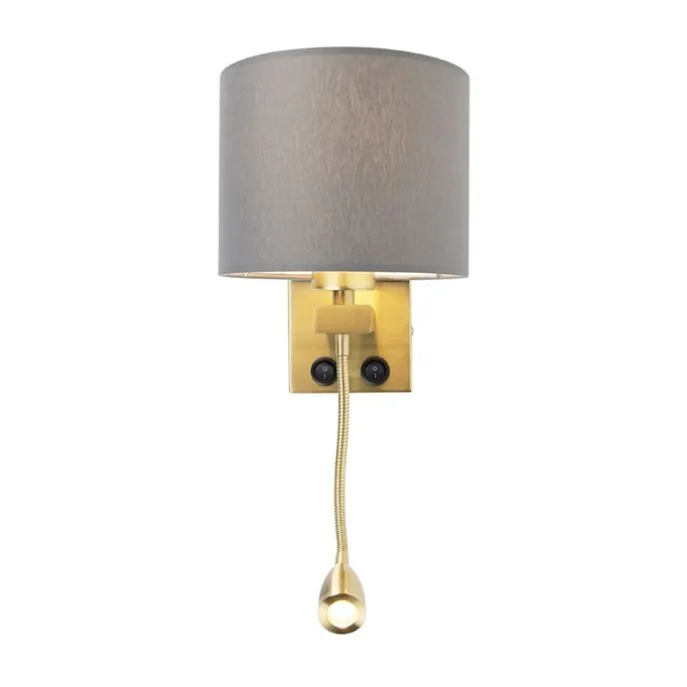 Art Deco Wandlampe Gold mit grauem Schirm - Brescia