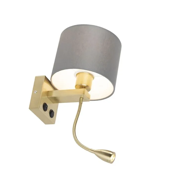 Art Deco Wandlampe Gold mit grauem Schirm - Brescia