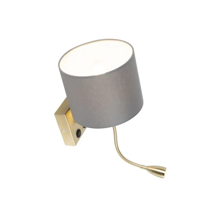 Art Deco Wandlampe Gold mit grauem Schirm - Brescia