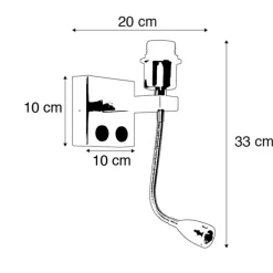Art Deco Wandlampe Gold mit USB und Flexarm - Brescia Combi