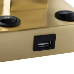 Art Deco Wandlampe Gold mit USB und grauem Schirm - Brescia