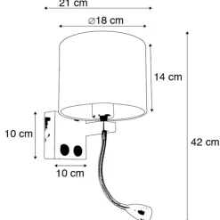 Art Deco Wandlampe Gold mit USB und grauem Schirm - Brescia