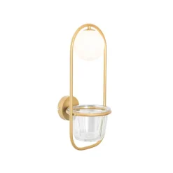 Art Deco Wandlampe Gold mit weißem Glas - Isabella