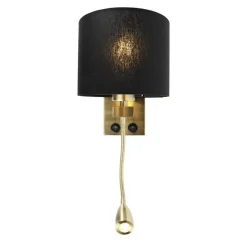 Art Deco Wandlampe Gold mit schwarzem Schirm - Brescia