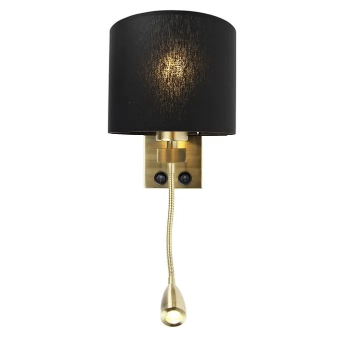Art Deco Wandlampe Gold mit schwarzem Schirm - Brescia