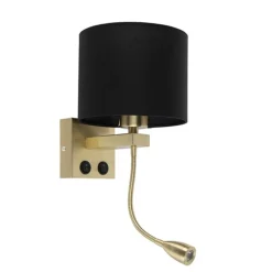 Art Deco Wandlampe Gold mit schwarzem Schirm - Brescia