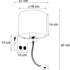 Art Deco Wandlampe Kupfer mit weißem Schirm - Brescia