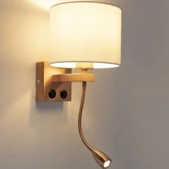 Art Deco Wandlampe Kupfer mit weißem Schirm - Brescia