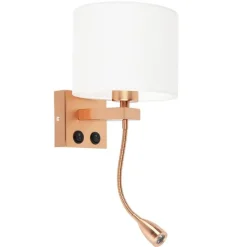 Art Deco Wandlampe Kupfer mit weißem Schirm - Brescia